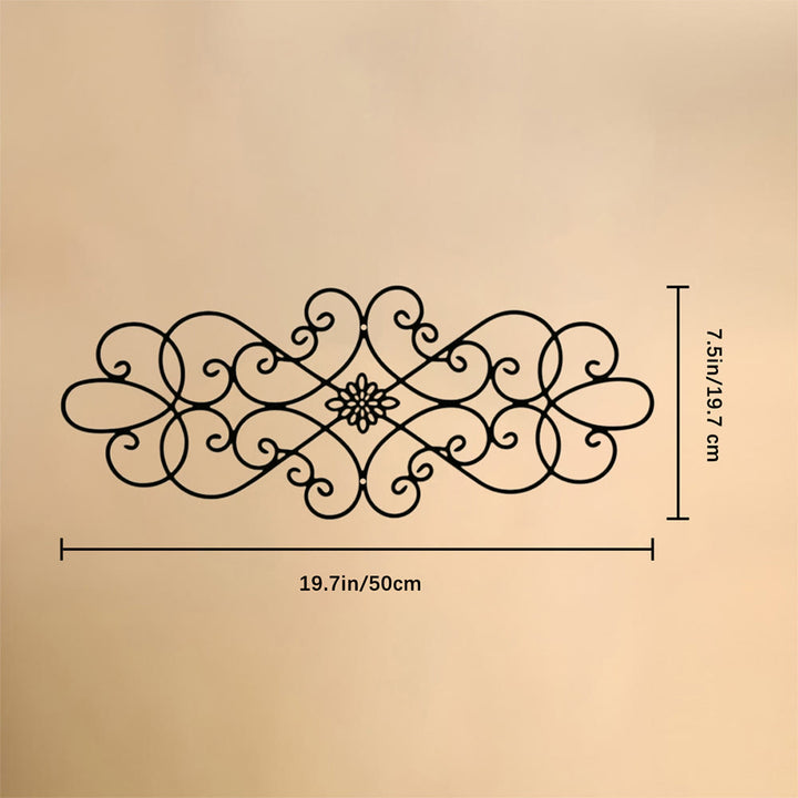 HilalHaven Symmetrical Looped‑Vine Mid‑Floral Long‑Shape Modern‑Style Metal Wall Decor - Black - 19.7&