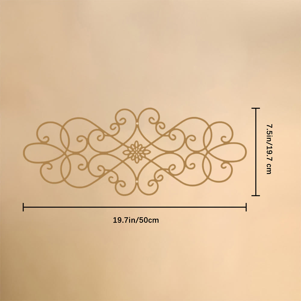 HilalHaven Symmetrical Looped‑Vine Mid‑Floral Long‑Shape Modern‑Style Metal Wall Decor - Golden - 19.7&