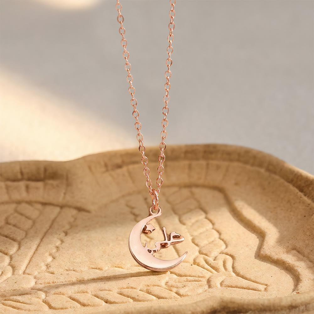 HilalHaven Crescent‑Star Framed Custom Arabic‑Name Pendant Necklace - Rose Golden - image 4