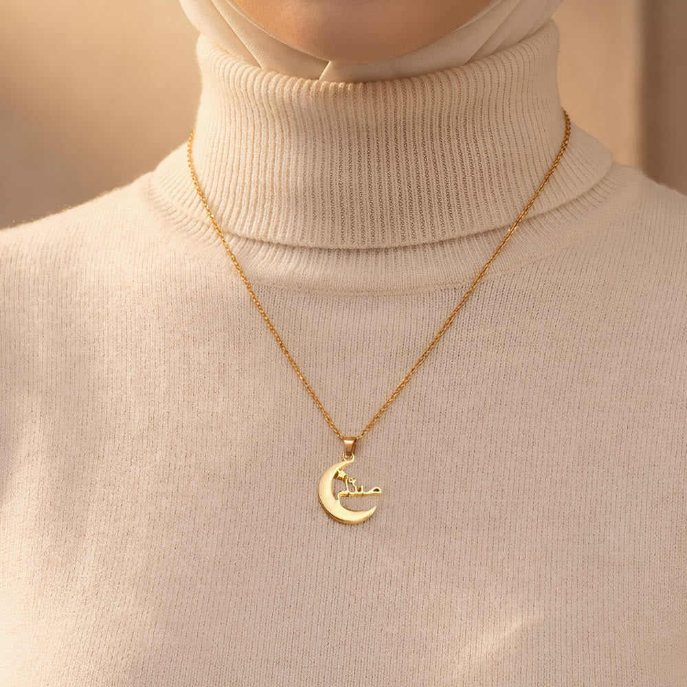 HilalHaven Crescent‑Star Framed Custom Arabic‑Name Pendant Necklace - image 3