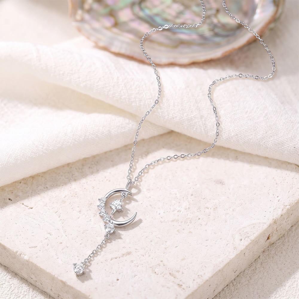 HilalHaven Crescent Star Crystal‑Inlaid Cross‑Chain Adjustable Alloy Necklace - Crescent Star Crystal‑Inlaid Necklace - image 2