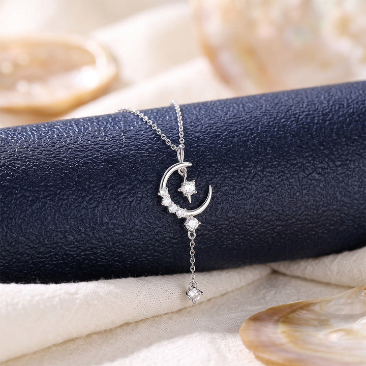 HilalHaven Crescent Star Crystal‑Inlaid Cross‑Chain Adjustable Alloy Necklace - image 3