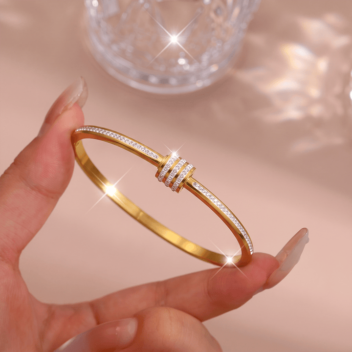 HilalHaven Stackable Detailed Minimal Band Bracelet  - Golden - Loop‑Stack Bangle - image 1