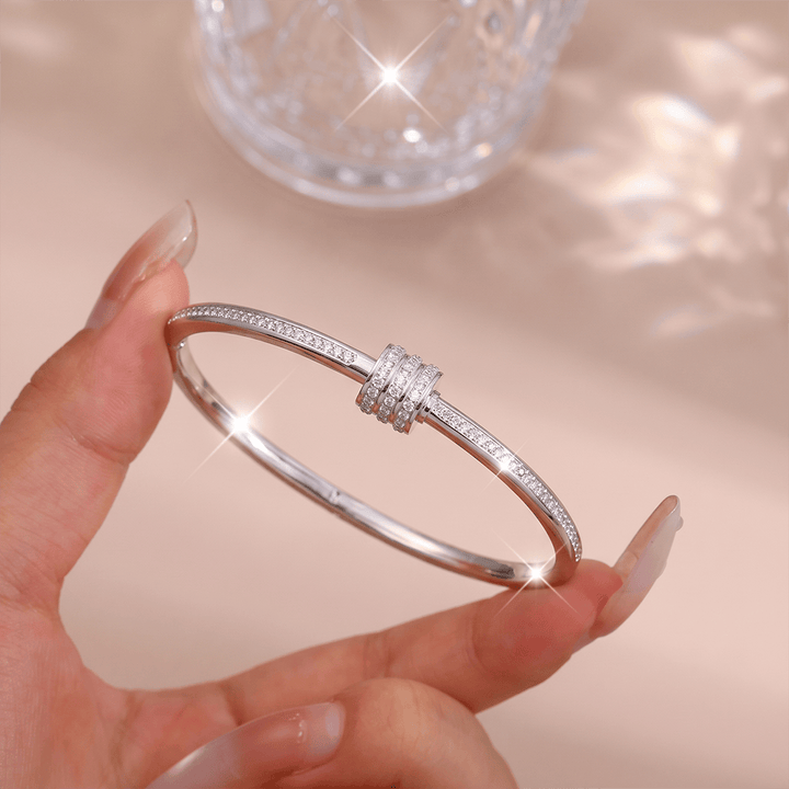 HilalHaven Stackable Detailed Minimal Band Bracelet  - Silver - Loop‑Stack Bangle - image 7