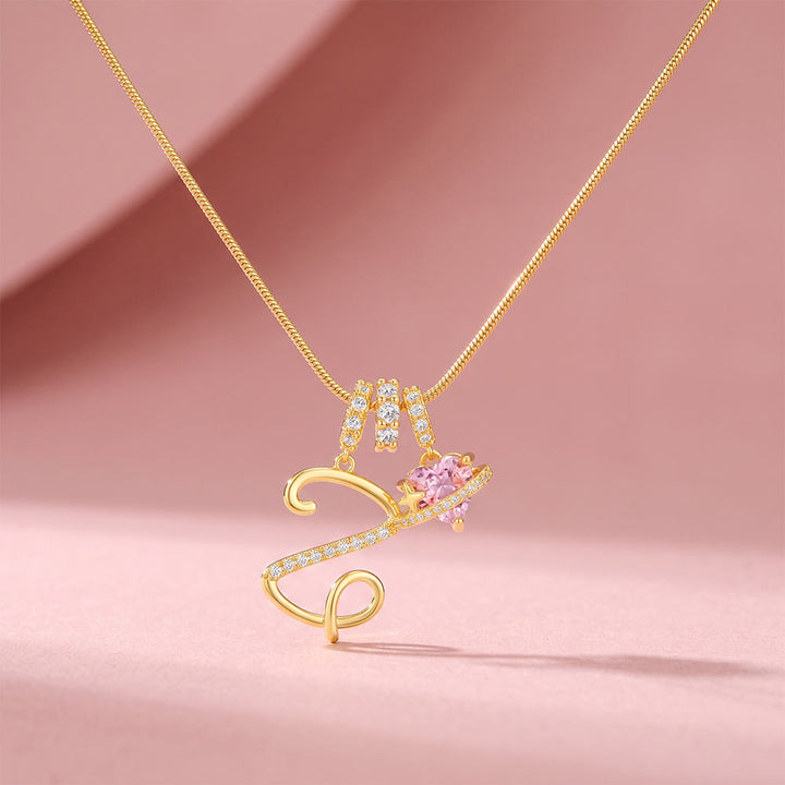 HilalHaven Ornate Cursive Initial with Heart Charm Minimal Snake‑Chain Necklace - Z - image 28