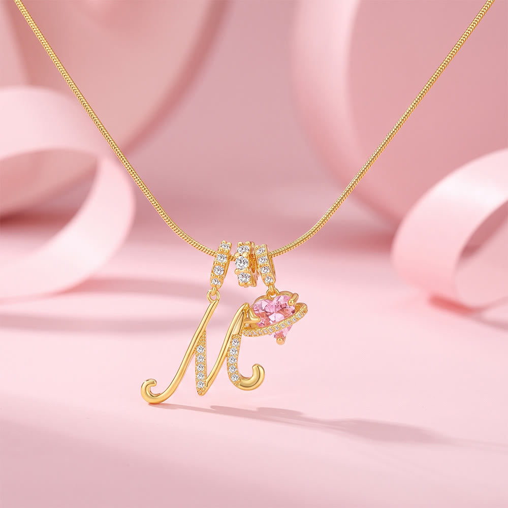 HilalHaven Ornate Cursive Initial with Heart Charm Minimal Snake‑Chain Necklace - M - image 15