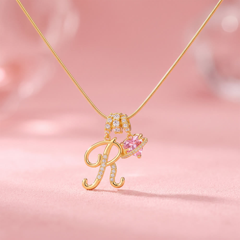 HilalHaven Ornate Cursive Initial with Heart Charm Minimal Snake‑Chain Necklace - R - image 20