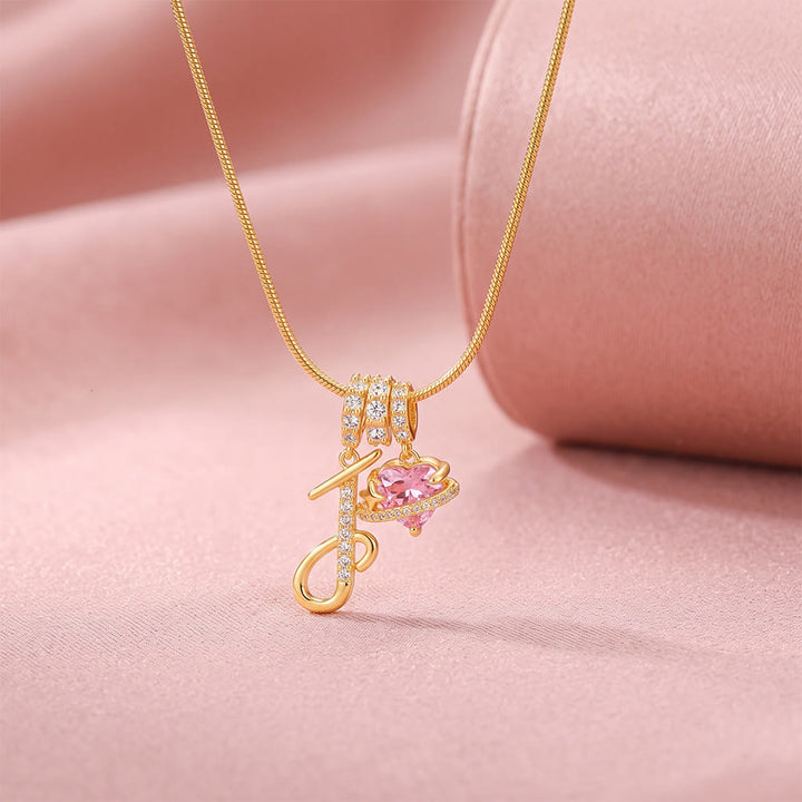 HilalHaven Ornate Cursive Initial with Heart Charm Minimal Snake‑Chain Necklace - J - image 12