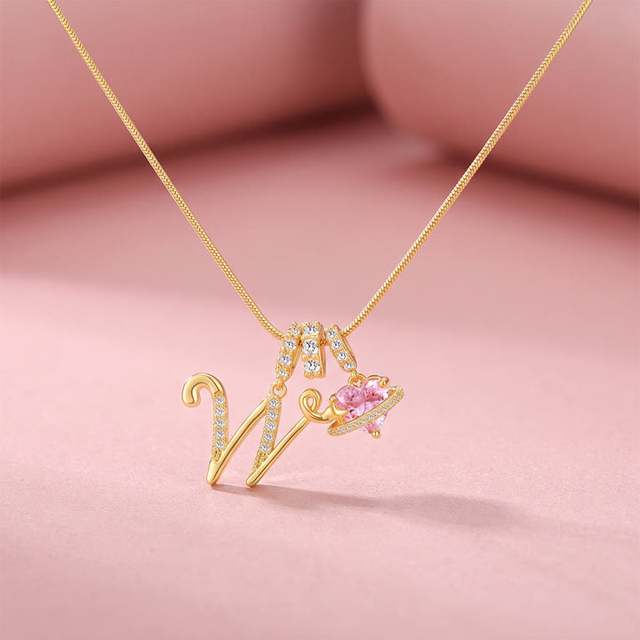 HilalHaven Ornate Cursive Initial with Heart Charm Minimal Snake‑Chain Necklace - W - image 25