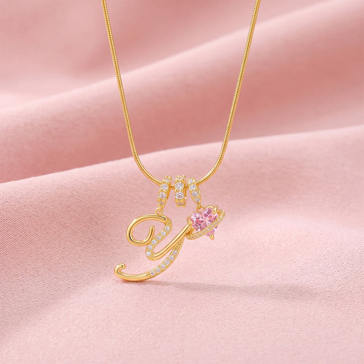 HilalHaven Ornate Cursive Initial with Heart Charm Minimal Snake‑Chain Necklace - Y - image 27