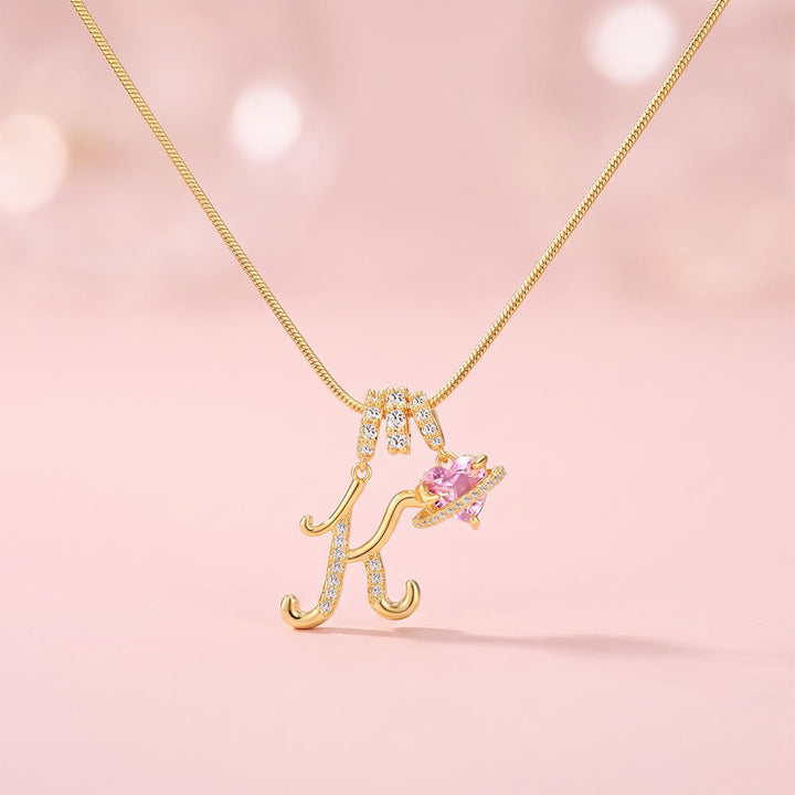 HilalHaven Ornate Cursive Initial with Heart Charm Minimal Snake‑Chain Necklace - K - image 13