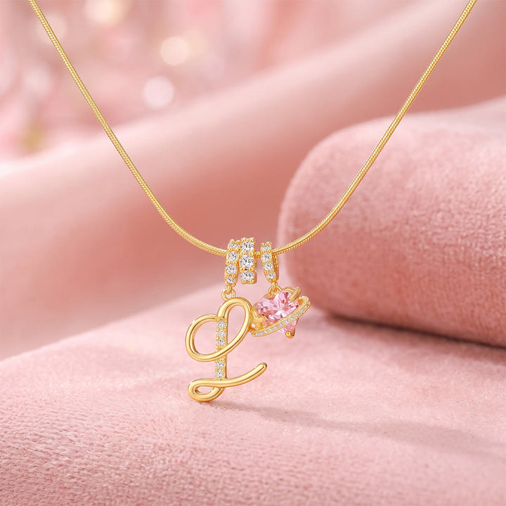 HilalHaven Ornate Cursive Initial with Heart Charm Minimal Snake‑Chain Necklace - L - image 14