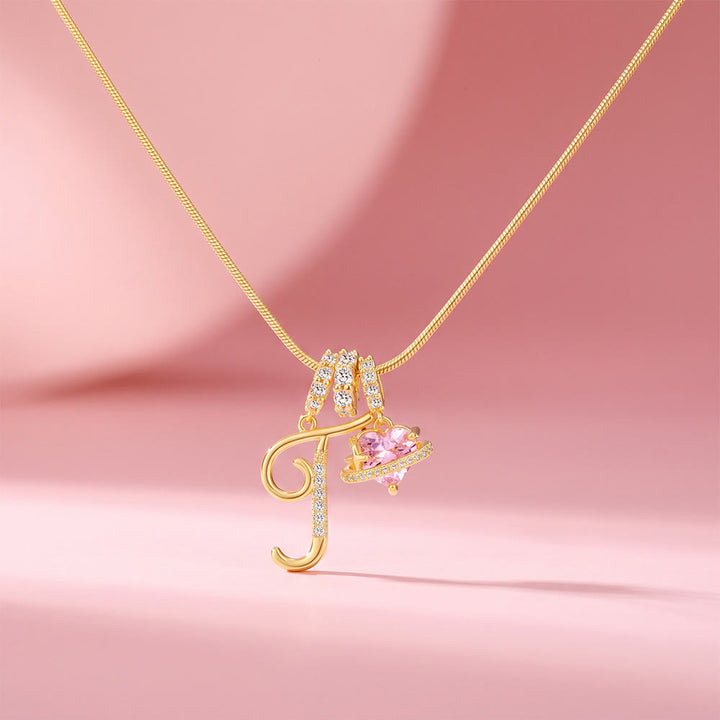 HilalHaven Ornate Cursive Initial with Heart Charm Minimal Snake‑Chain Necklace - T - image 22
