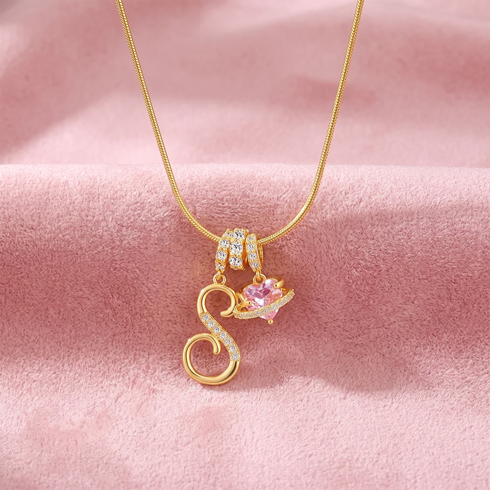 HilalHaven Ornate Cursive Initial with Heart Charm Minimal Snake‑Chain Necklace - S - image 21
