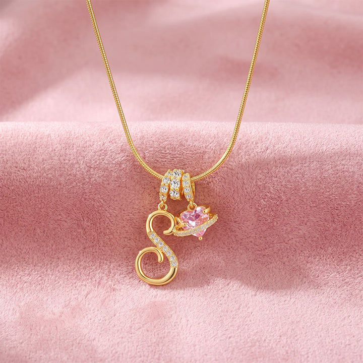 HilalHaven Ornate Cursive Initial with Heart Charm Minimal Snake‑Chain Necklace - S - image 21