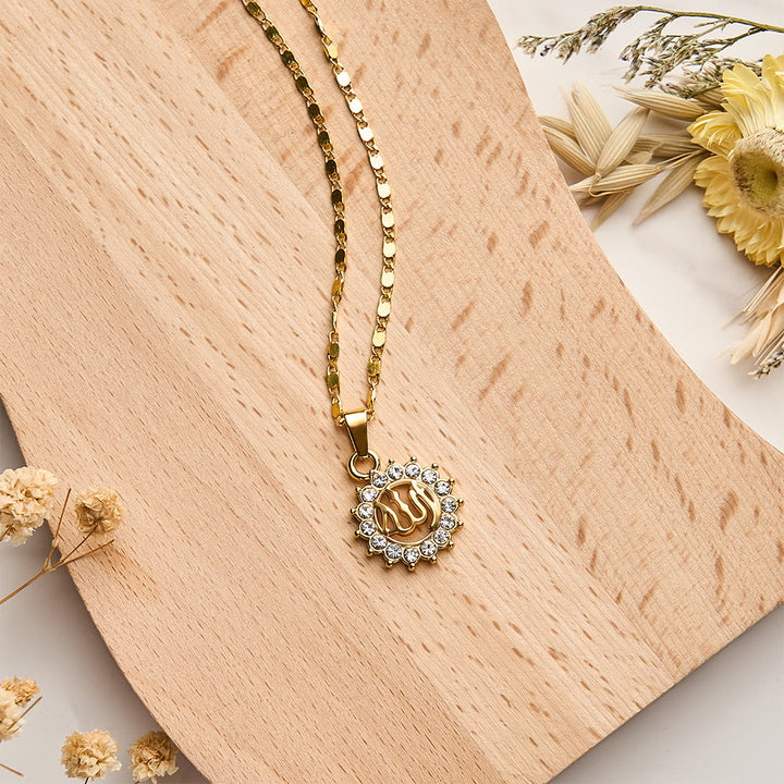 FREE Today: Allah Sacred Arabic Calligraphy Sunburst Pendant Necklace - Golden - image 4