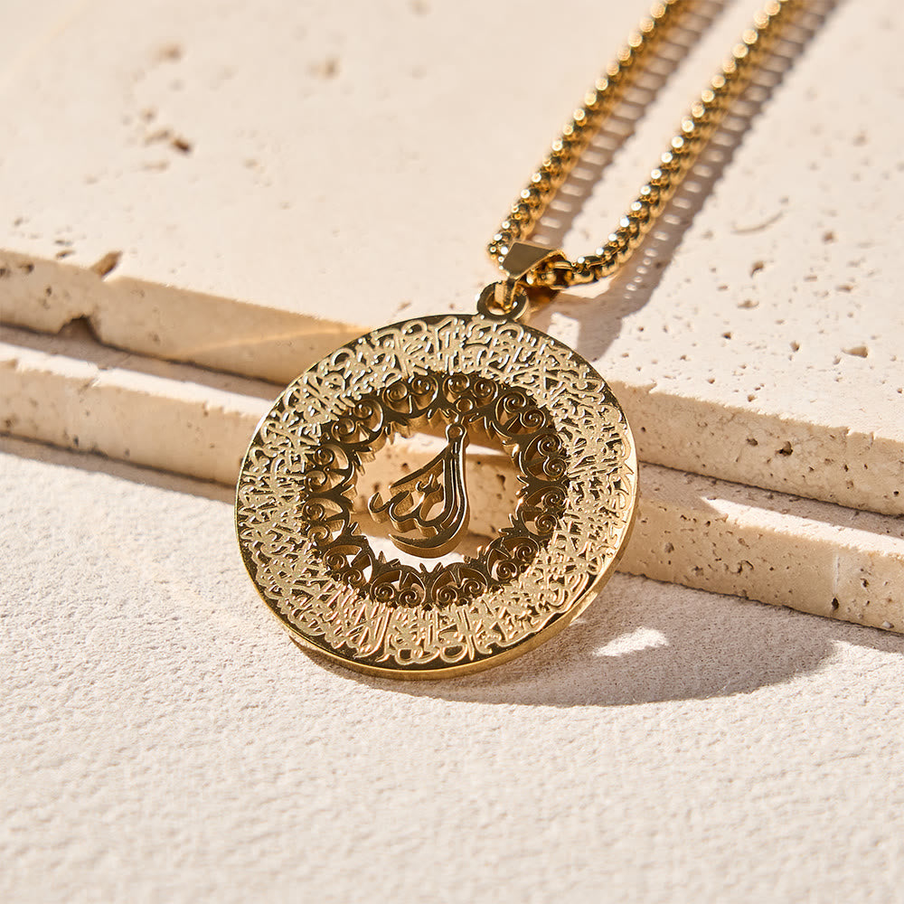 HilalHaven Arabesque Rim Allah Hollow Round Pendant Necklace - image 7