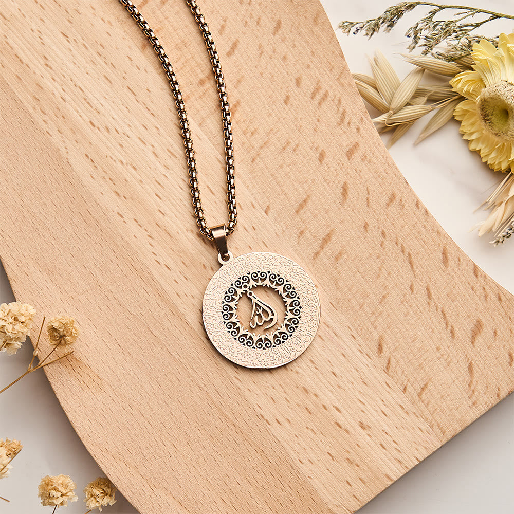 HilalHaven Arabesque Rim Allah Hollow Round Pendant Necklace - image 13