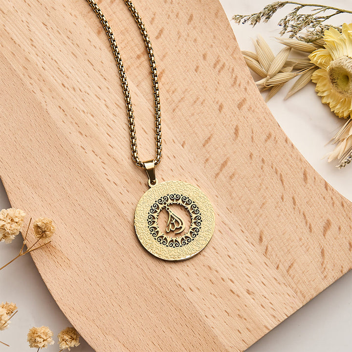 HilalHaven Arabesque Rim Allah Hollow Round Pendant Necklace - image 8