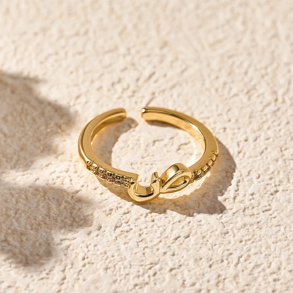 HilalHaven Pavé Band Raised Arabic Letter Open Adjustable Statement Ring - 7 - image 6
