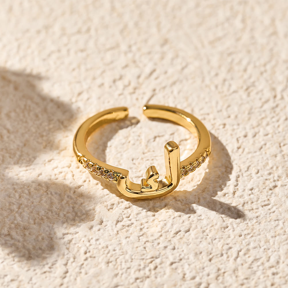 HilalHaven Pavé Band Raised Arabic Letter Open Adjustable Statement Ring - 16 - image 15
