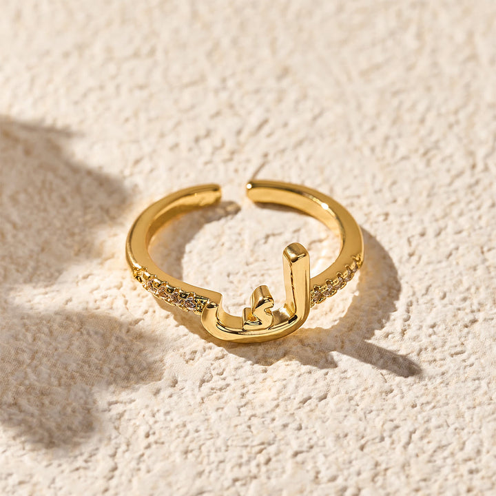 HilalHaven Pavé Band Raised Arabic Letter Open Adjustable Statement Ring - 16 - image 15