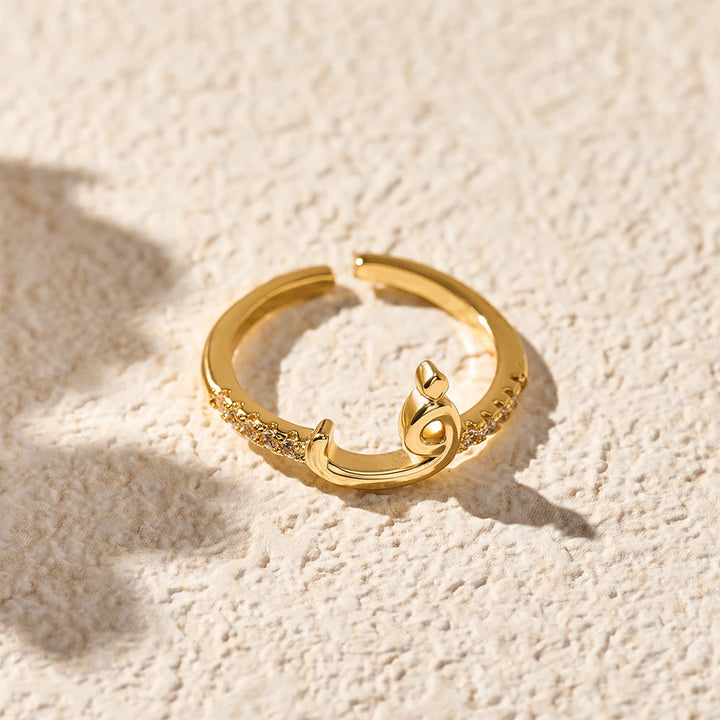 HilalHaven Pavé Band Raised Arabic Letter Open Adjustable Statement Ring - 9 - image 8