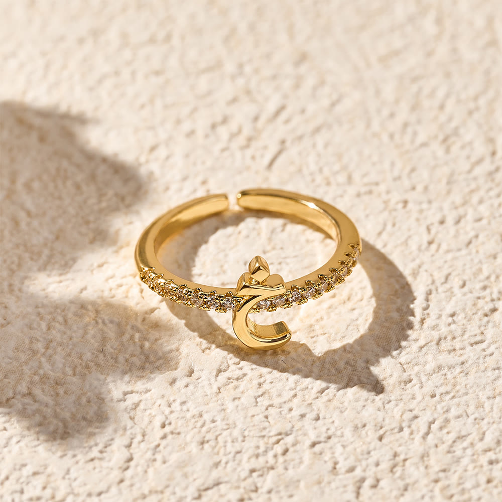 HilalHaven Pavé Band Raised Arabic Letter Open Adjustable Statement Ring - 19 - image 18