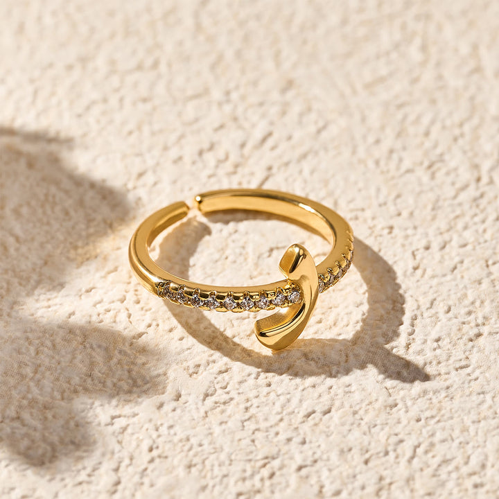 HilalHaven Pavé Band Raised Arabic Letter Open Adjustable Statement Ring - 12 - image 11