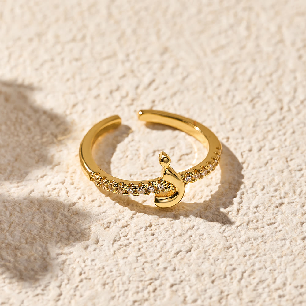 HilalHaven Pavé Band Raised Arabic Letter Open Adjustable Statement Ring - 18 - image 17