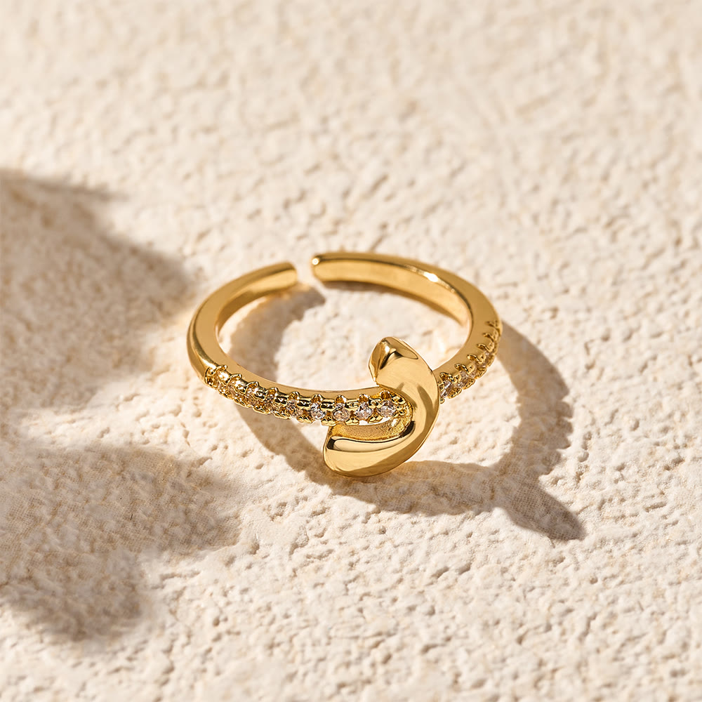 HilalHaven Pavé Band Raised Arabic Letter Open Adjustable Statement Ring - 21 - image 20