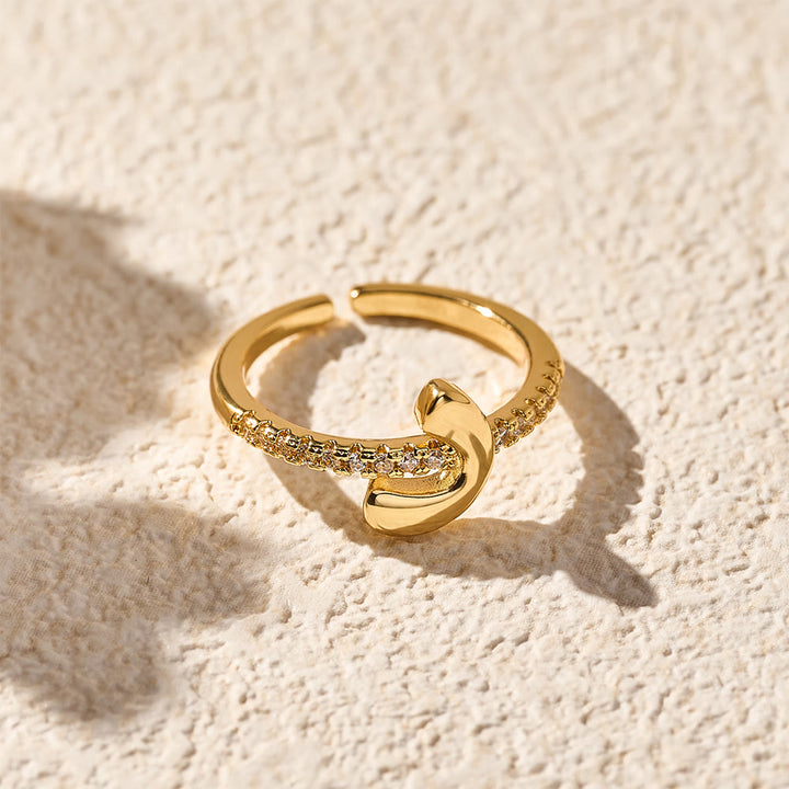 HilalHaven Pavé Band Raised Arabic Letter Open Adjustable Statement Ring - 21 - image 20