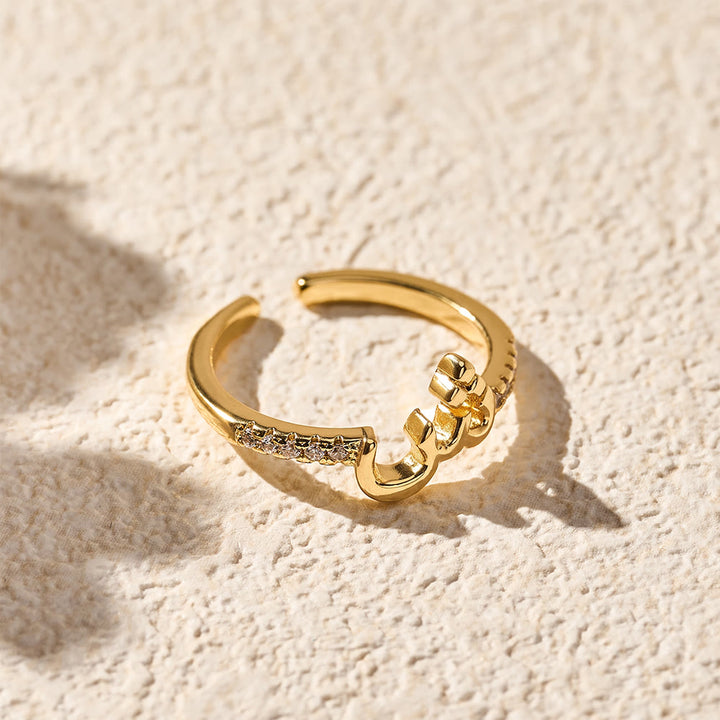 HilalHaven Pavé Band Raised Arabic Letter Open Adjustable Statement Ring - 13 - image 12
