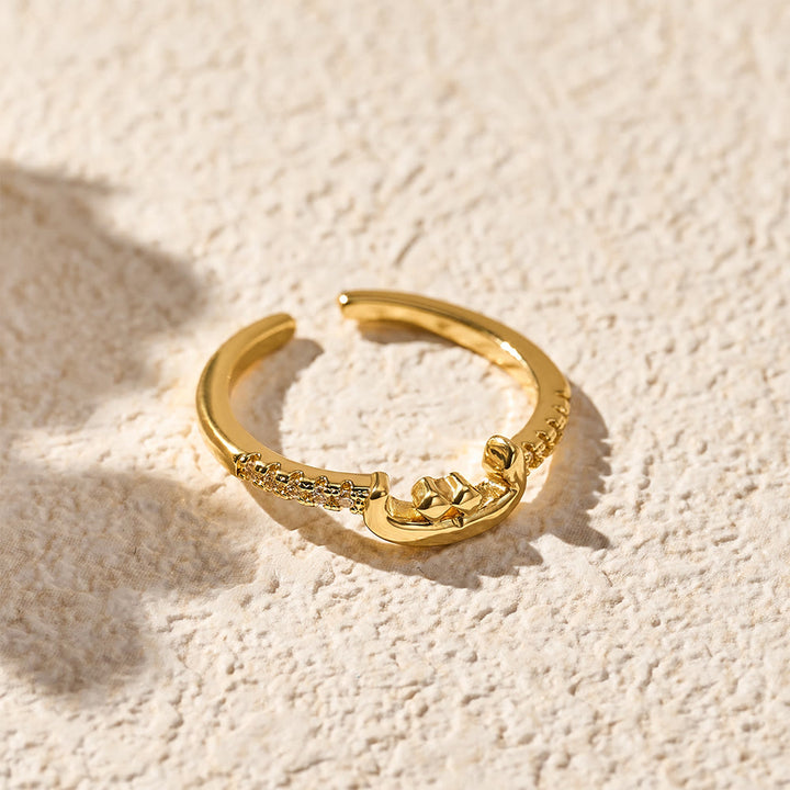 HilalHaven Pavé Band Raised Arabic Letter Open Adjustable Statement Ring - 25 - image 24