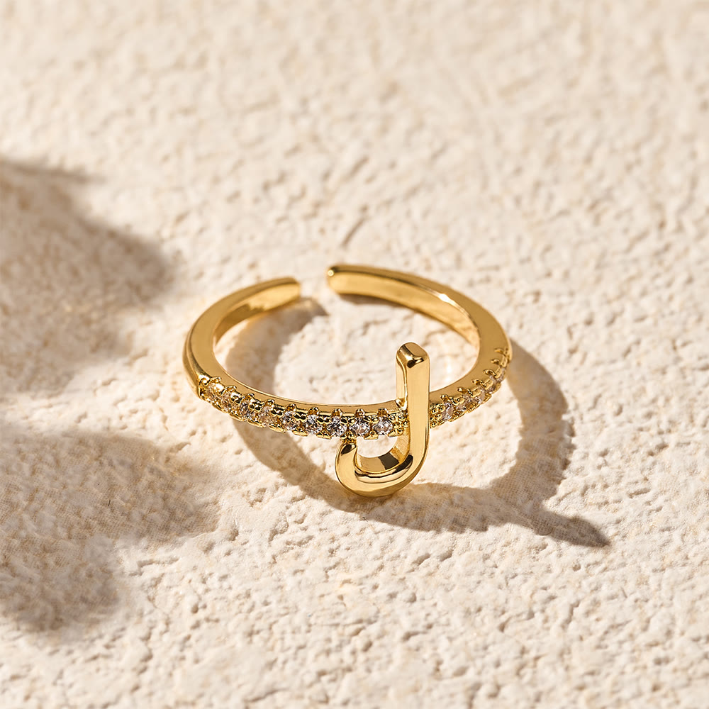HilalHaven Pavé Band Raised Arabic Letter Open Adjustable Statement Ring - 4 - image 3