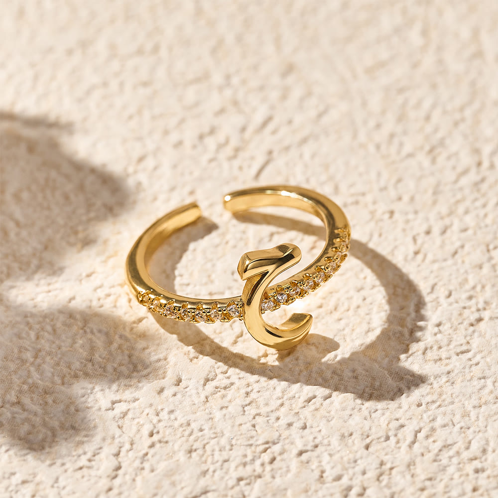 HilalHaven Pavé Band Raised Arabic Letter Open Adjustable Statement Ring - 5 - image 4