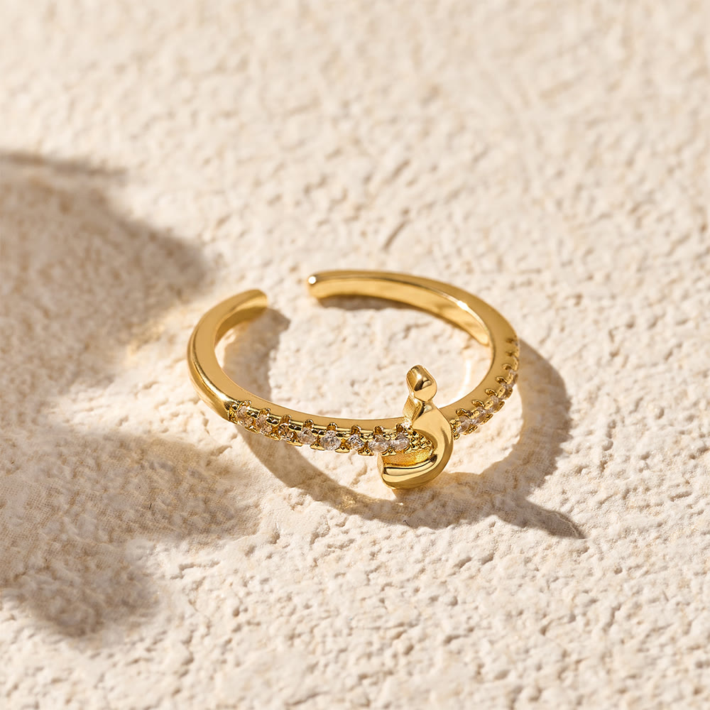 HilalHaven Pavé Band Raised Arabic Letter Open Adjustable Statement Ring - 23 - image 22