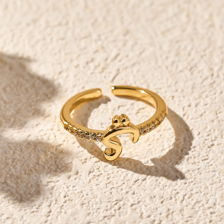 HilalHaven Pavé Band Raised Arabic Letter Open Adjustable Statement Ring - 6 - image 5