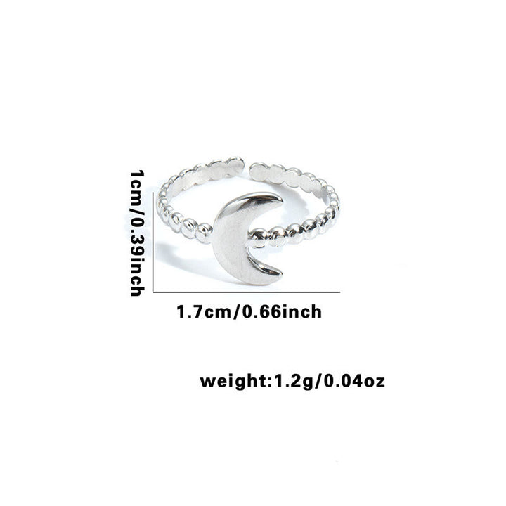HilalHaven "Lunar Whisper" Beaded Crescent Open Adjustable Ring - image 3