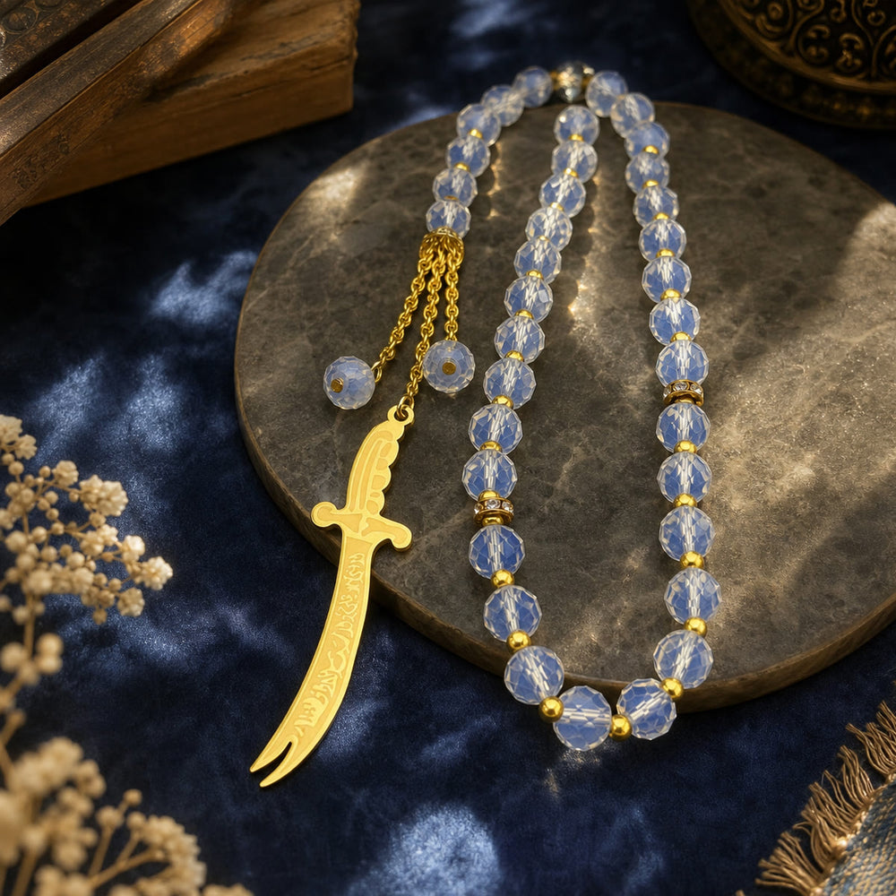 HilalHaven Guardian Blade Faceted Bead Car Pendant - Golden - image 1