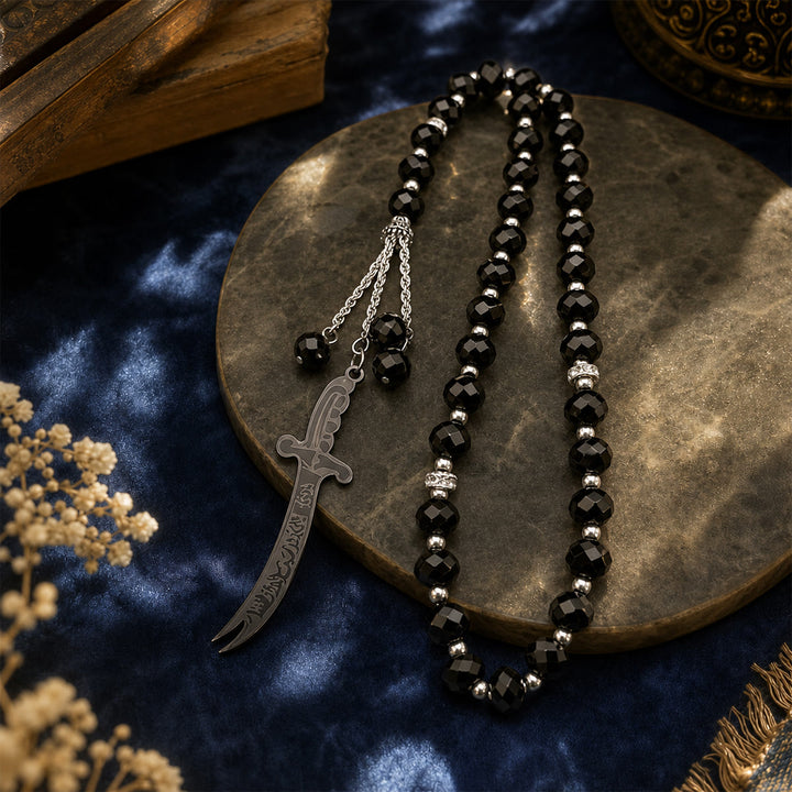 HilalHaven Guardian Blade Faceted Bead Car Pendant - Black - image 3