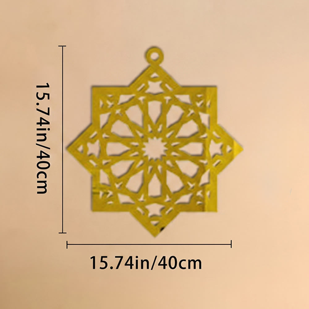 HilalHaven Eternal Order Laser Cut Nested Eight-Pointed Geometric Metal Wall Decor - Golden - 15.74&