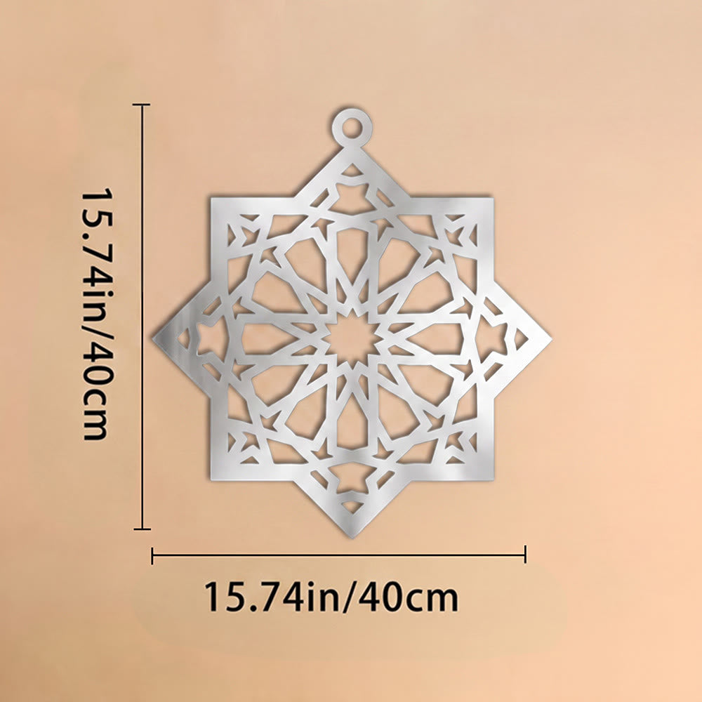 HilalHaven Eternal Order Laser Cut Nested Eight-Pointed Geometric Metal Wall Decor - Silver - 15.74&