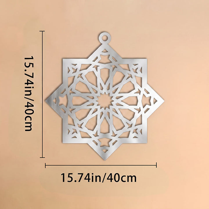 HilalHaven Eternal Order Laser Cut Nested Eight-Pointed Geometric Metal Wall Decor - Silver - 15.74&