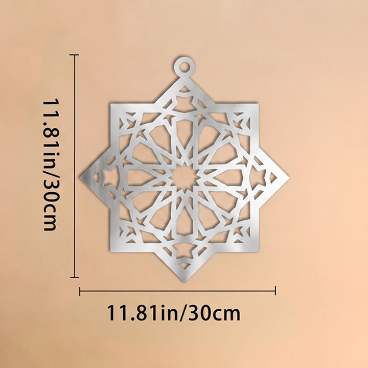 HilalHaven Eternal Order Laser Cut Nested Eight-Pointed Geometric Metal Wall Decor - Silver - 11.81&