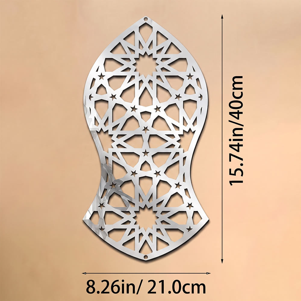 HilalHaven Arch Eternal Rhythm Floral Silhouette Geometric Metal Wall Decor - Silver - 8.26&