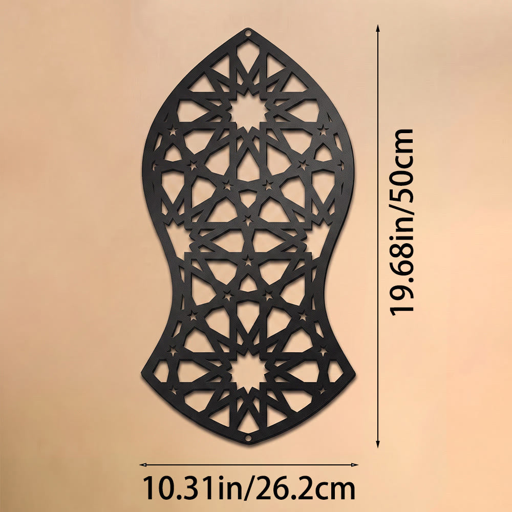 HilalHaven Arch Eternal Rhythm Floral Silhouette Geometric Metal Wall Decor - Black - 10.31&