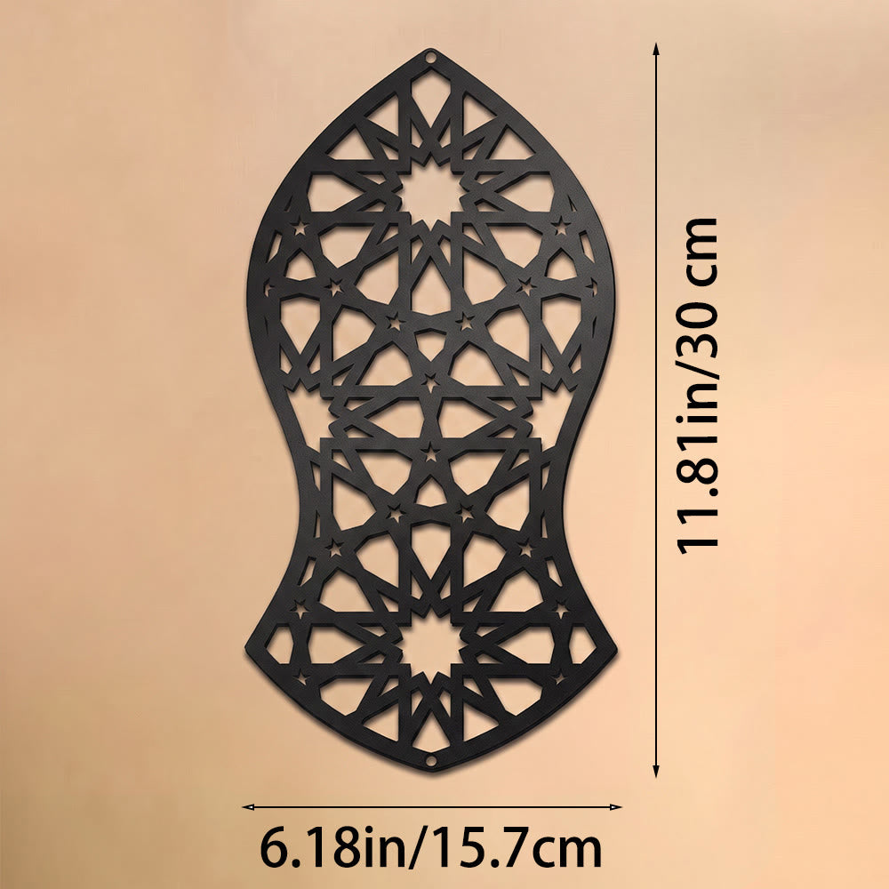 HilalHaven Arch Eternal Rhythm Floral Silhouette Geometric Metal Wall Decor - Black - 6.18&