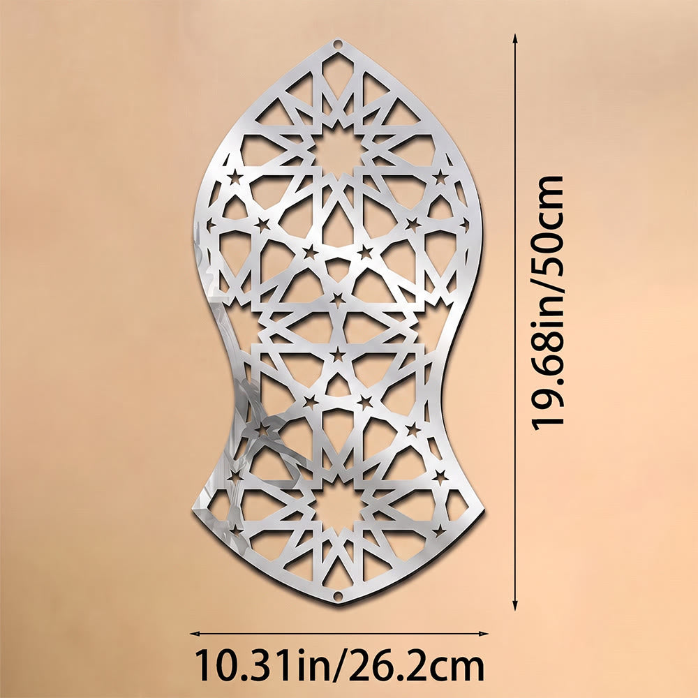 HilalHaven Arch Eternal Rhythm Floral Silhouette Geometric Metal Wall Decor - Silver - 10.31&