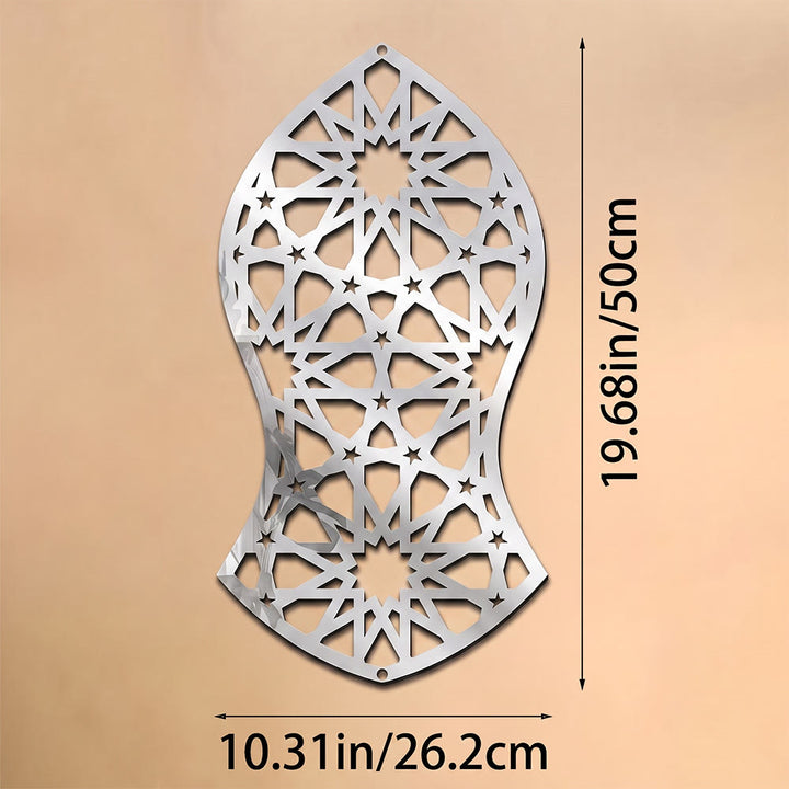 HilalHaven Arch Eternal Rhythm Floral Silhouette Geometric Metal Wall Decor - Silver - 10.31&